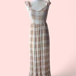 Elegant Tan Plaid Women's Dress